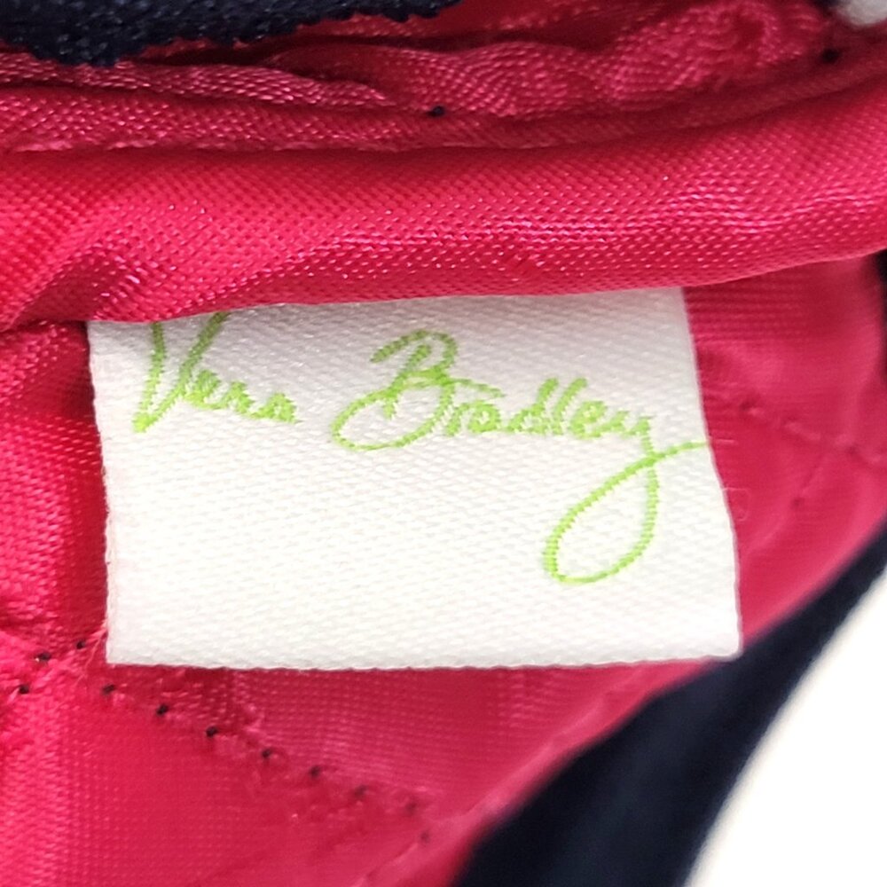 Vera Bradley Quilted Cosmetic Bag - Retired Ribbons Navy Blue Pink Floral Pouch - Picture 5 of 7